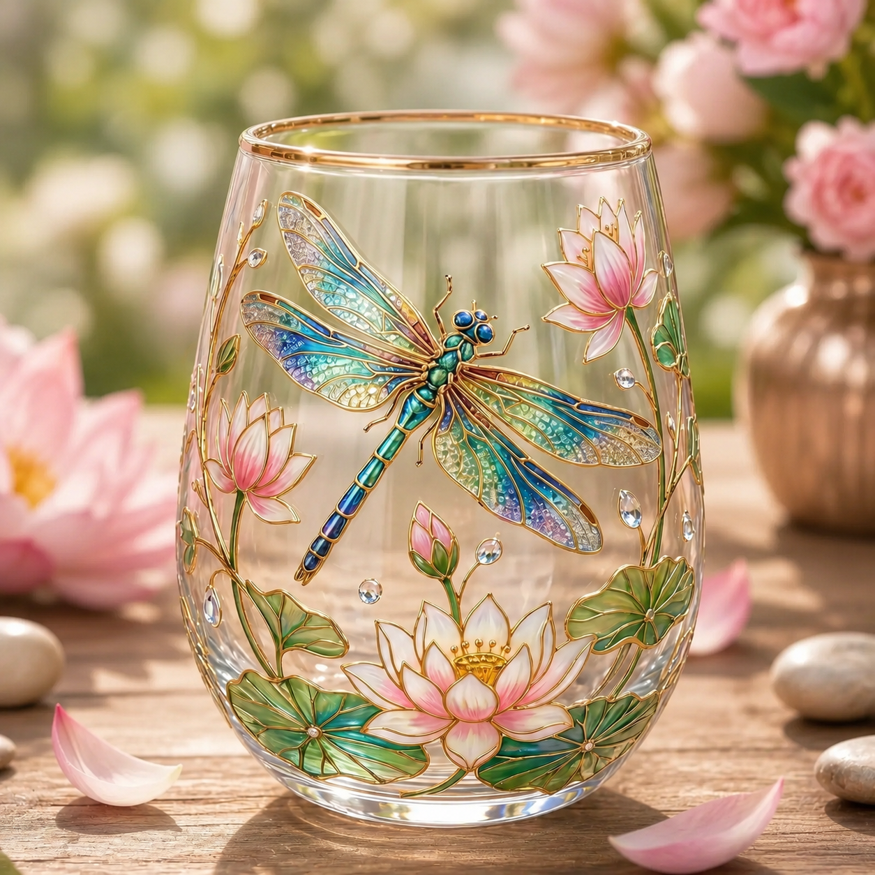 Dragonfly Garden of Dreams Glass Cup