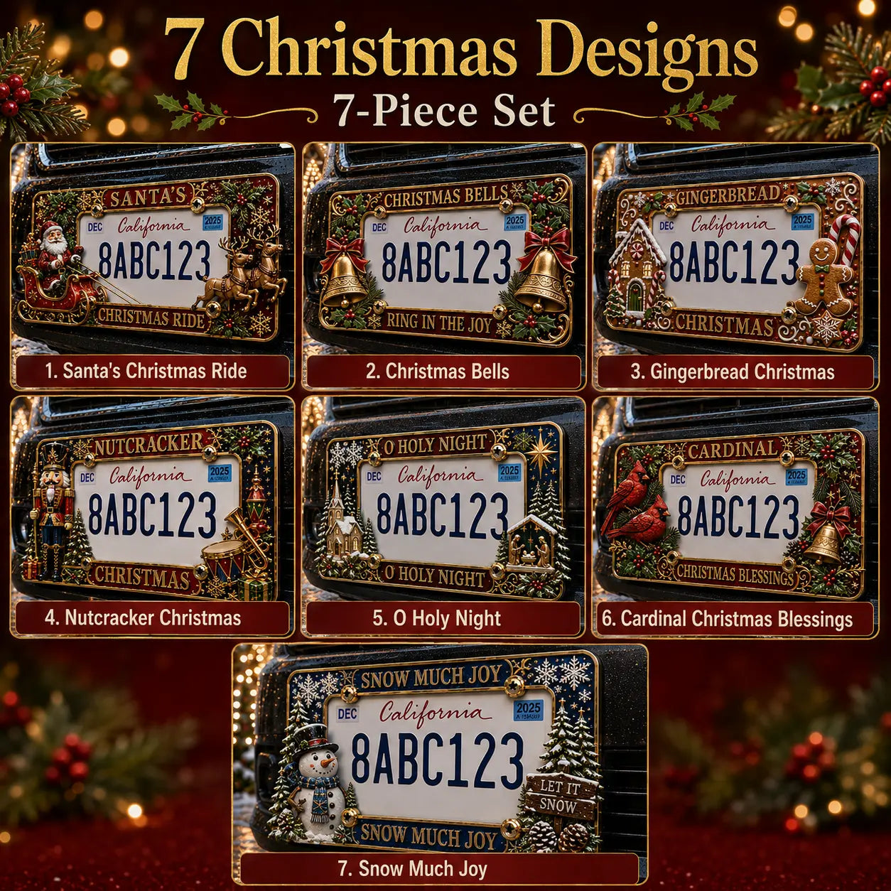 🎄 Christmas License Plate Frame | Festive Holiday Car & Truck Decor