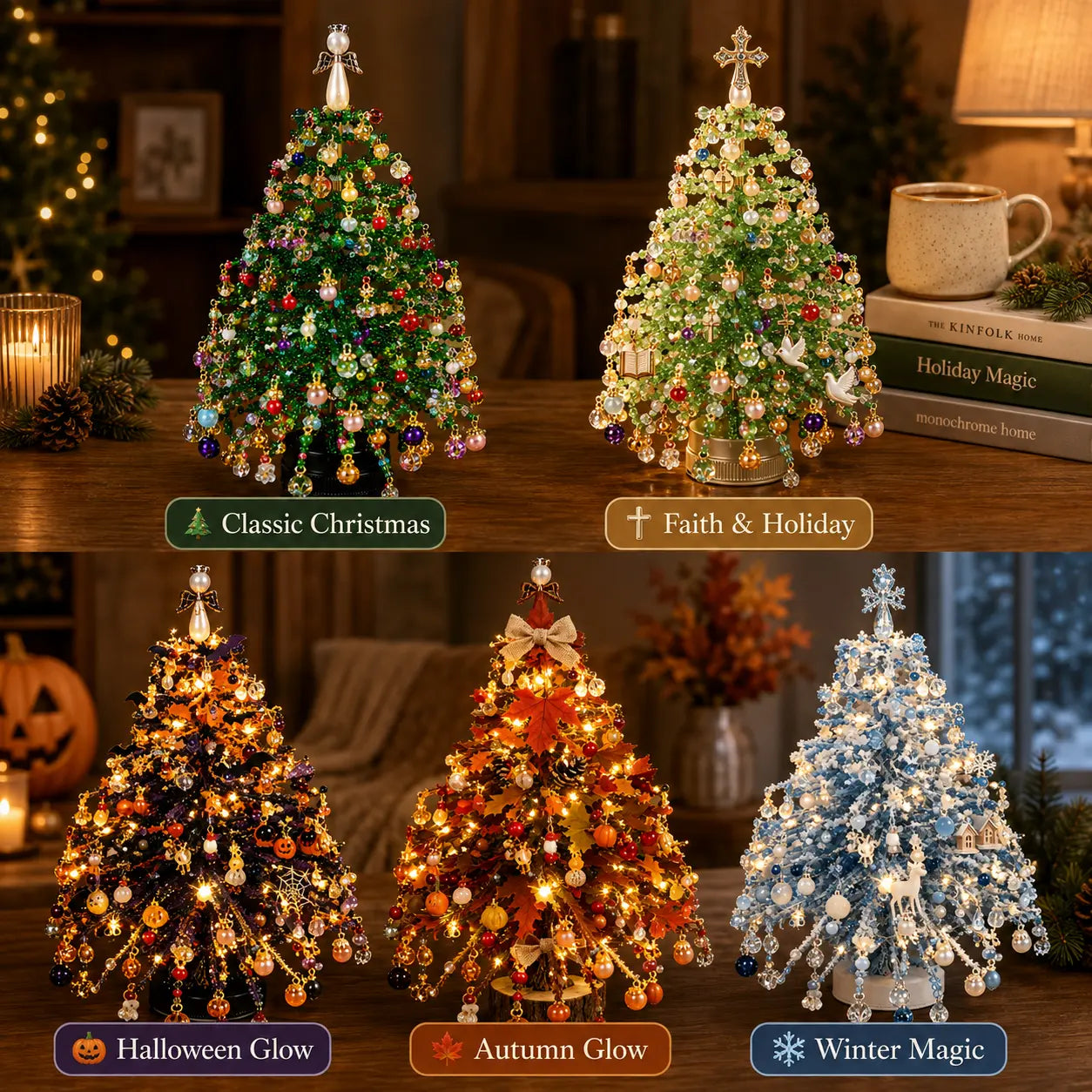 🎄 DIY Beaded Christmas Tree Kit – Sparkling Tabletop Holiday Decor