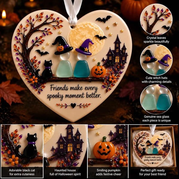 ๐ Halloween Friendship Sea Glass Ornament