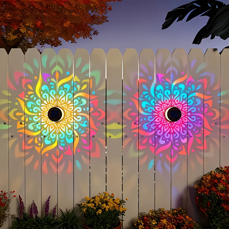 Solar Mandala Wall Light Projector for Garden, Patio & Fence Decor