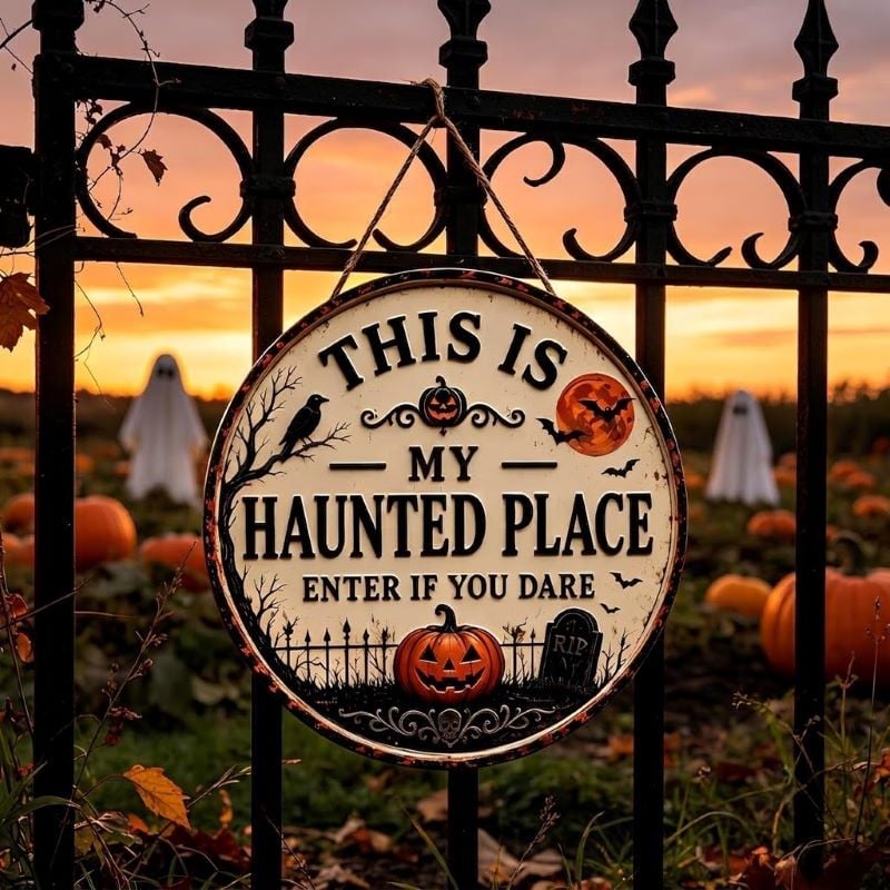 🎃🦇 Welcome to Your Haunted Haven – This Is My Haunted Place Halloween Door Sign