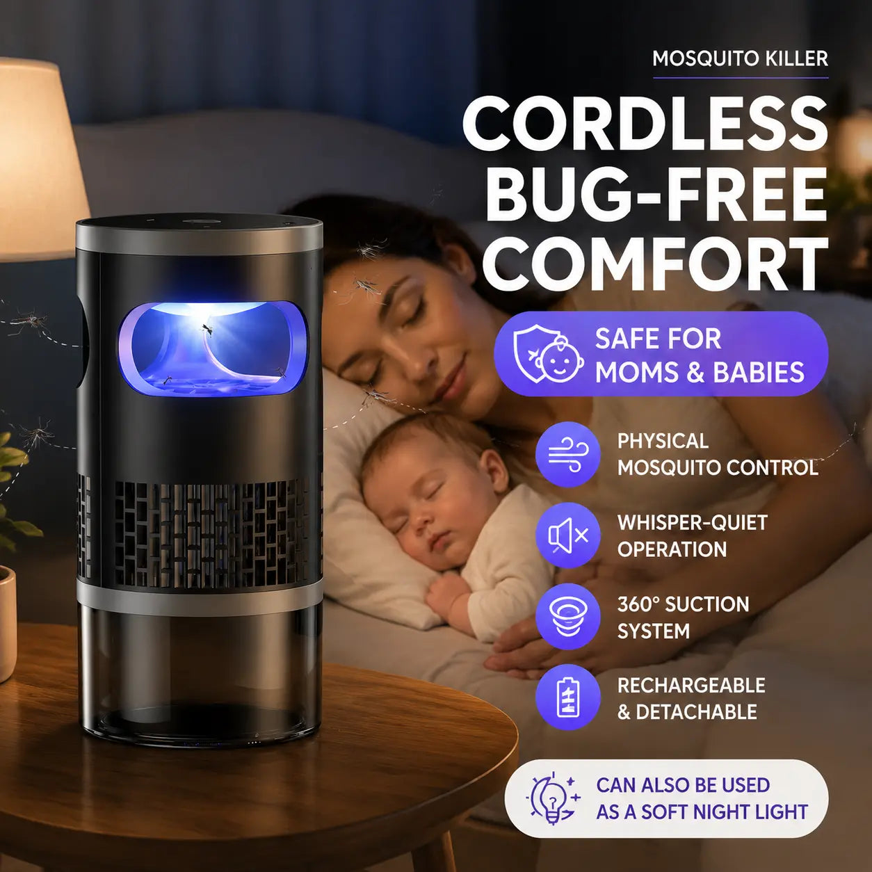 Indoor Insect Trap with Light & Suction