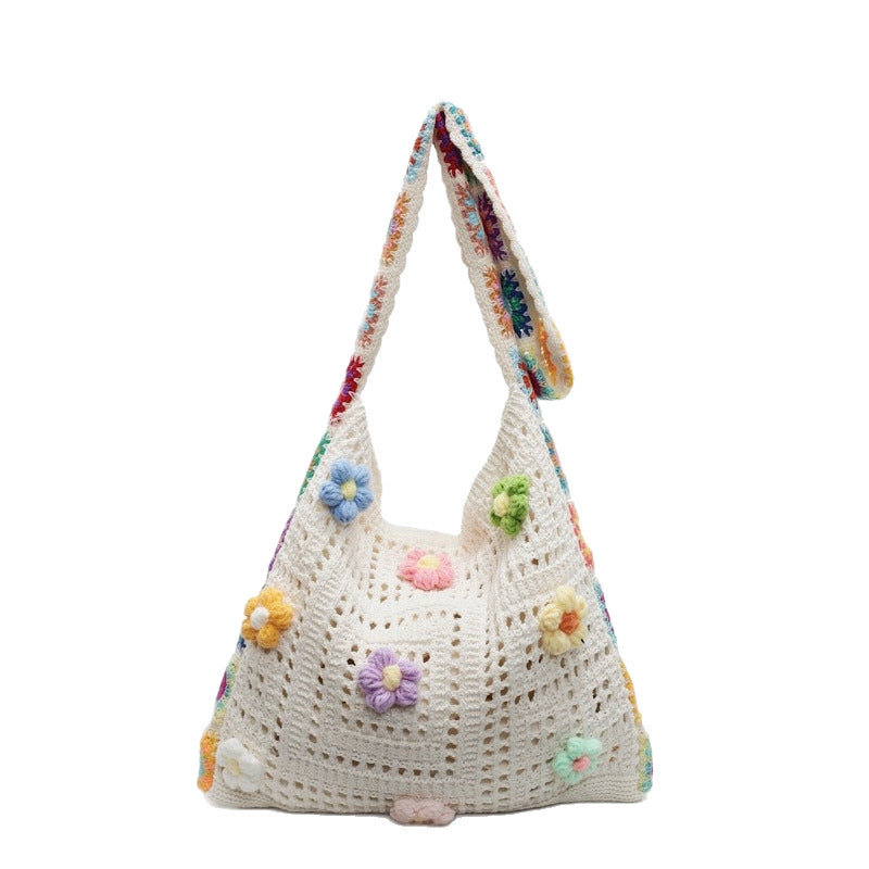 Women’s Boho Crochet Flower Shoulder Bag