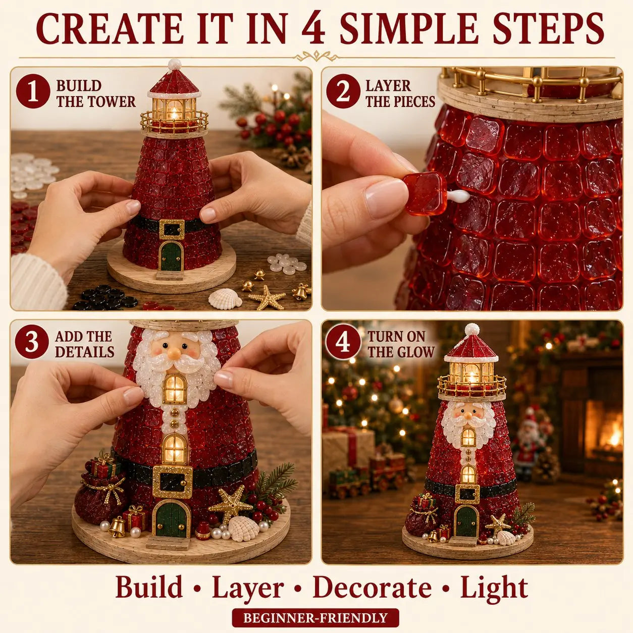 🎄 DIY Lighted Christmas Lighthouse Kit Collection | Sea Glass-Style Holiday Craft Gift