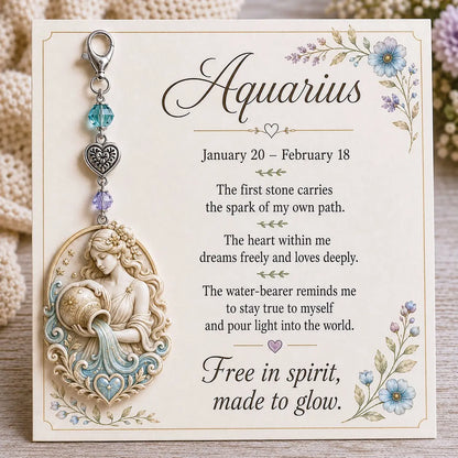 ✨ Personalized Zodiac Birthstone Keychain Keepsake | Meaningful Star Sign Gift for Her