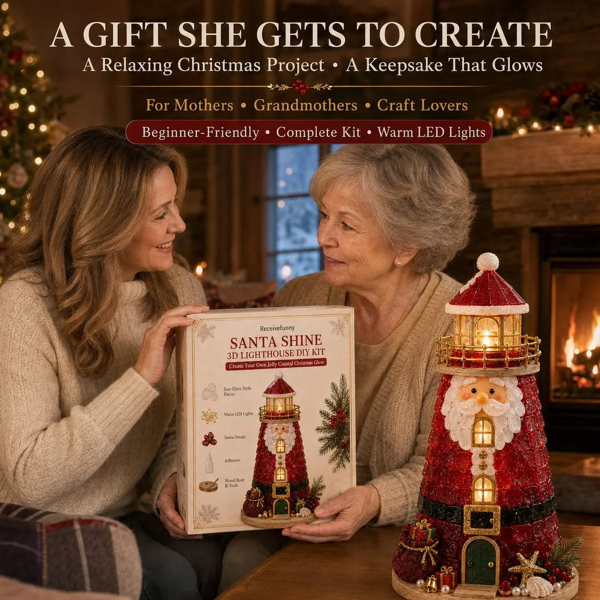 🎄 DIY Lighted Christmas Lighthouse Kit Collection | Sea Glass-Style Holiday Craft Gift