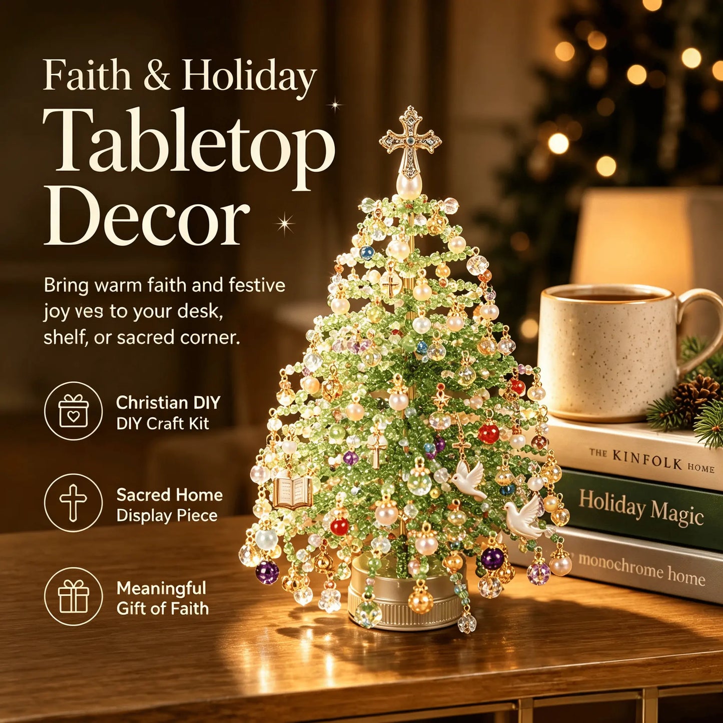 🎄 DIY Beaded Christmas Tree Kit – Sparkling Tabletop Holiday Decor