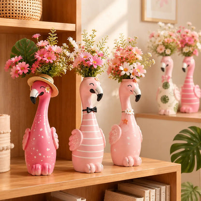 🦩 Cute Flamingo Figurine Vase | 5-Style Tropical Tabletop Decor