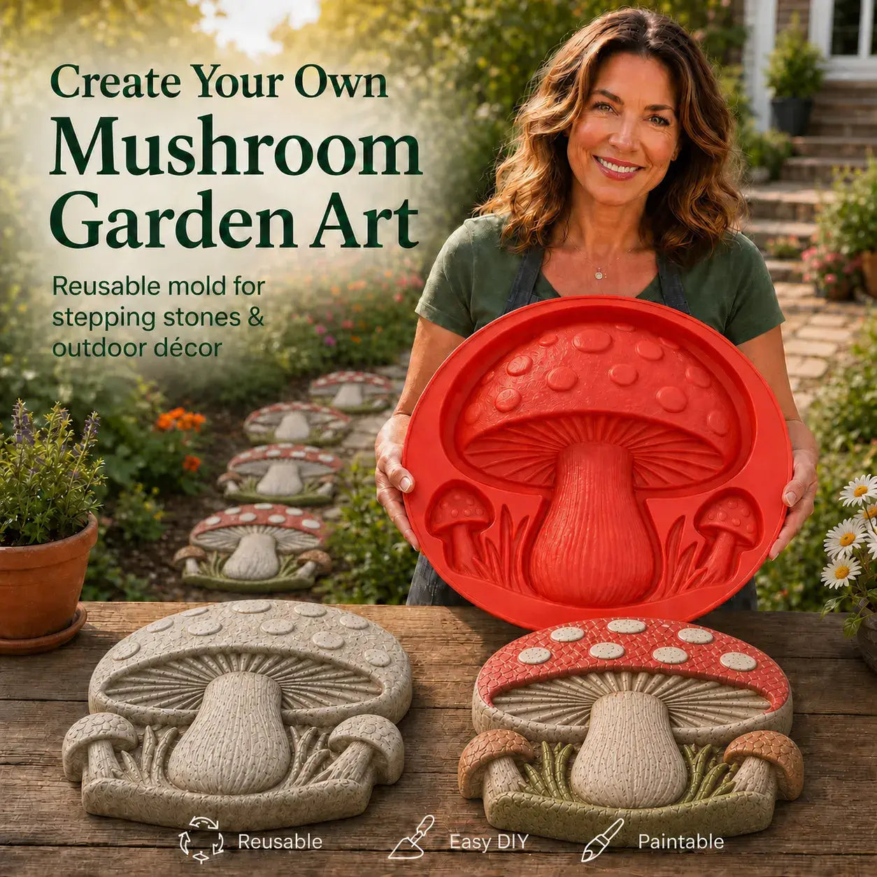 🌻 Reusable Garden Art Mold – Create Unique Stepping Stones for Your Garden