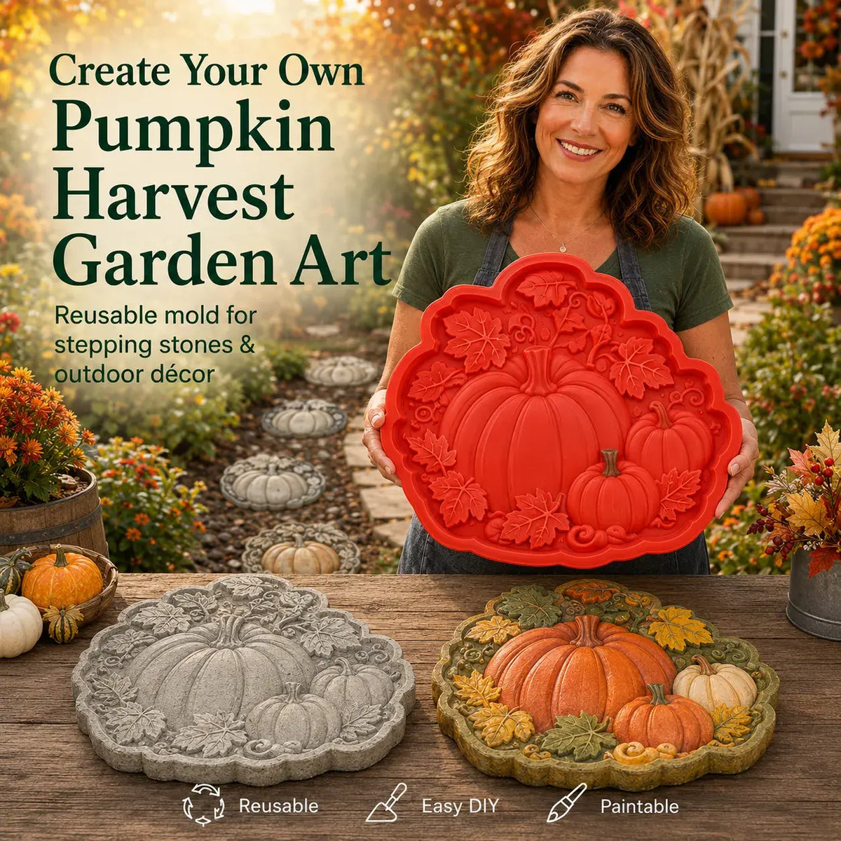 🌻 Reusable Garden Art Mold – Create Unique Stepping Stones for Your Garden