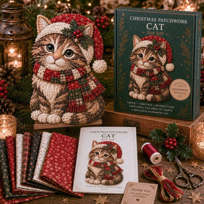 🎄 Christmas Patchwork Fabric DIY Kit – Handmade Holiday Decor