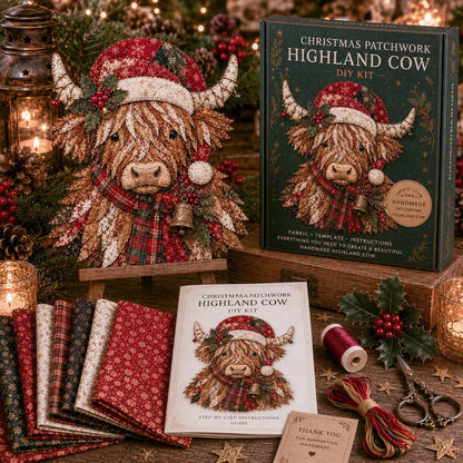 🎄 Christmas Patchwork Fabric DIY Kit – Handmade Holiday Decor