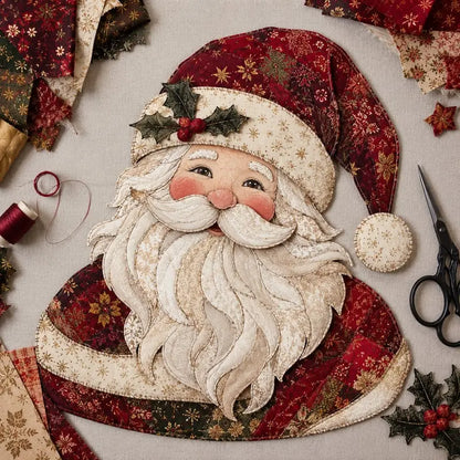 🎄 Christmas Patchwork Fabric DIY Kit – Handmade Holiday Decor