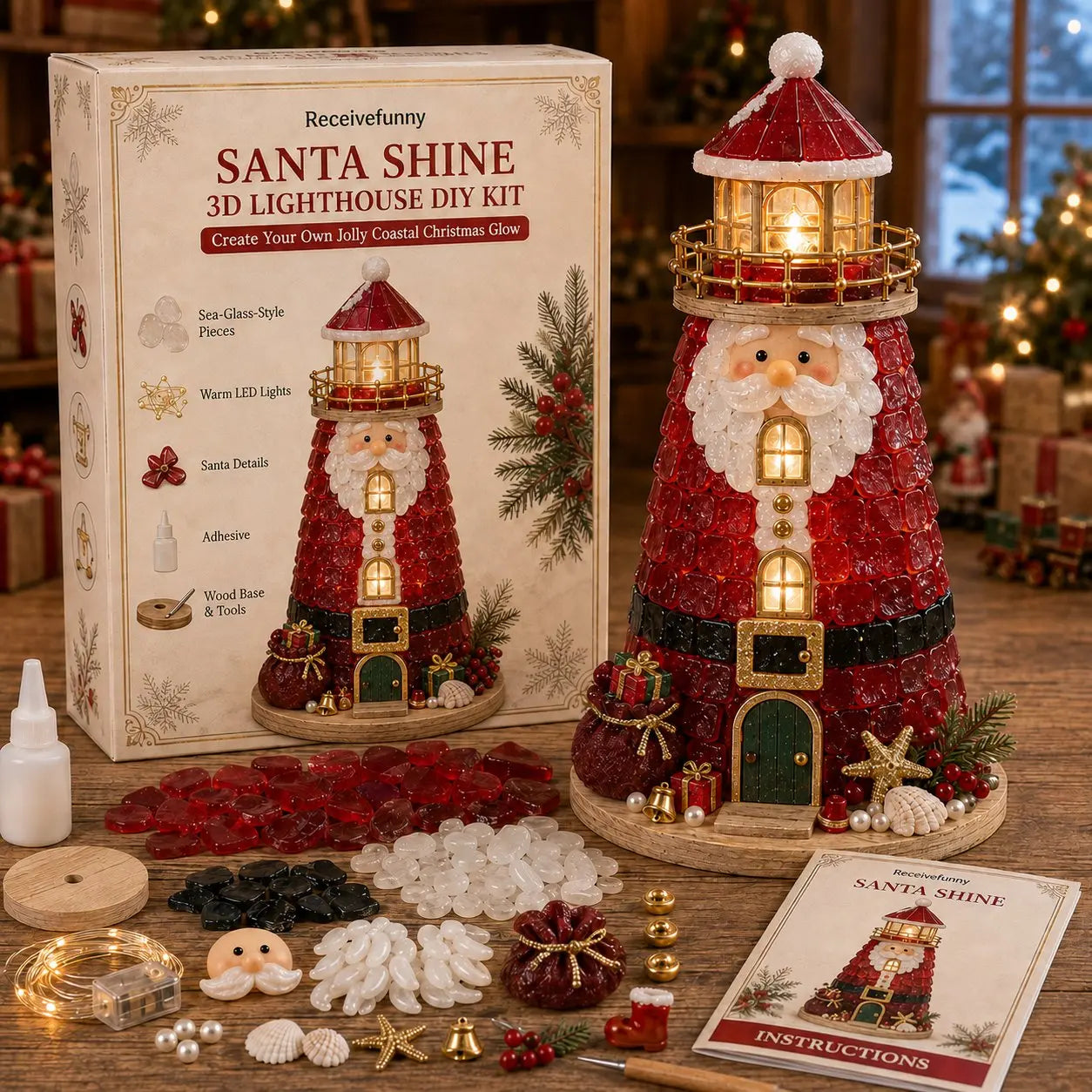 🎄 DIY Lighted Christmas Lighthouse Kit Collection | Sea Glass-Style Holiday Craft Gift