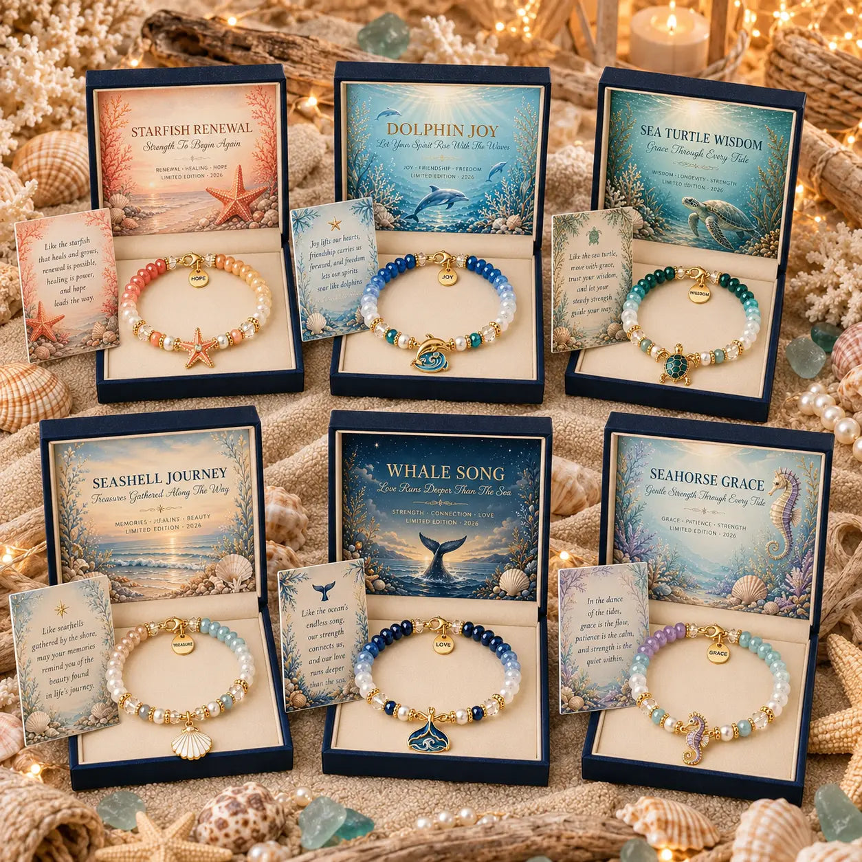 🌊 Limited Edition Ocean Meaning Bracelet Set | Coastal Gift Jewelry