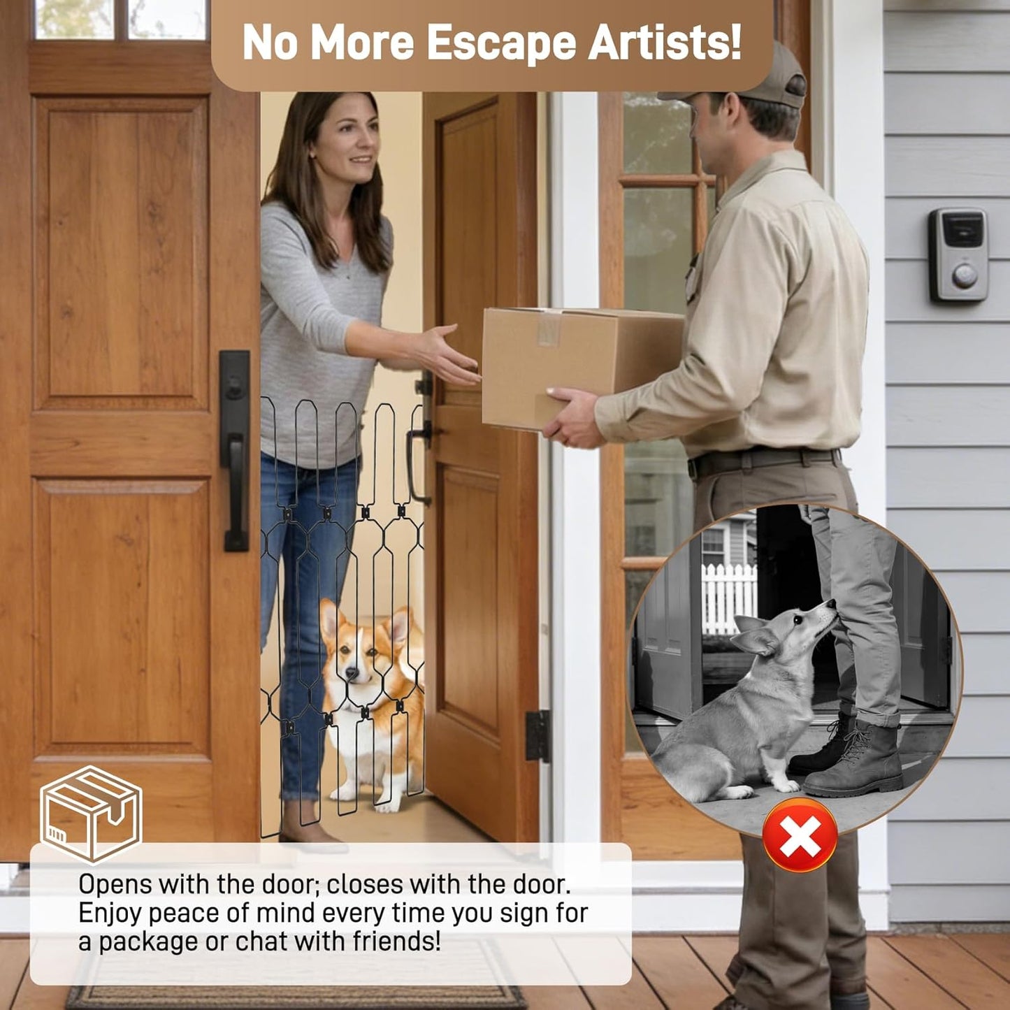 Automatic Retractable Dog Gate for Front Doors