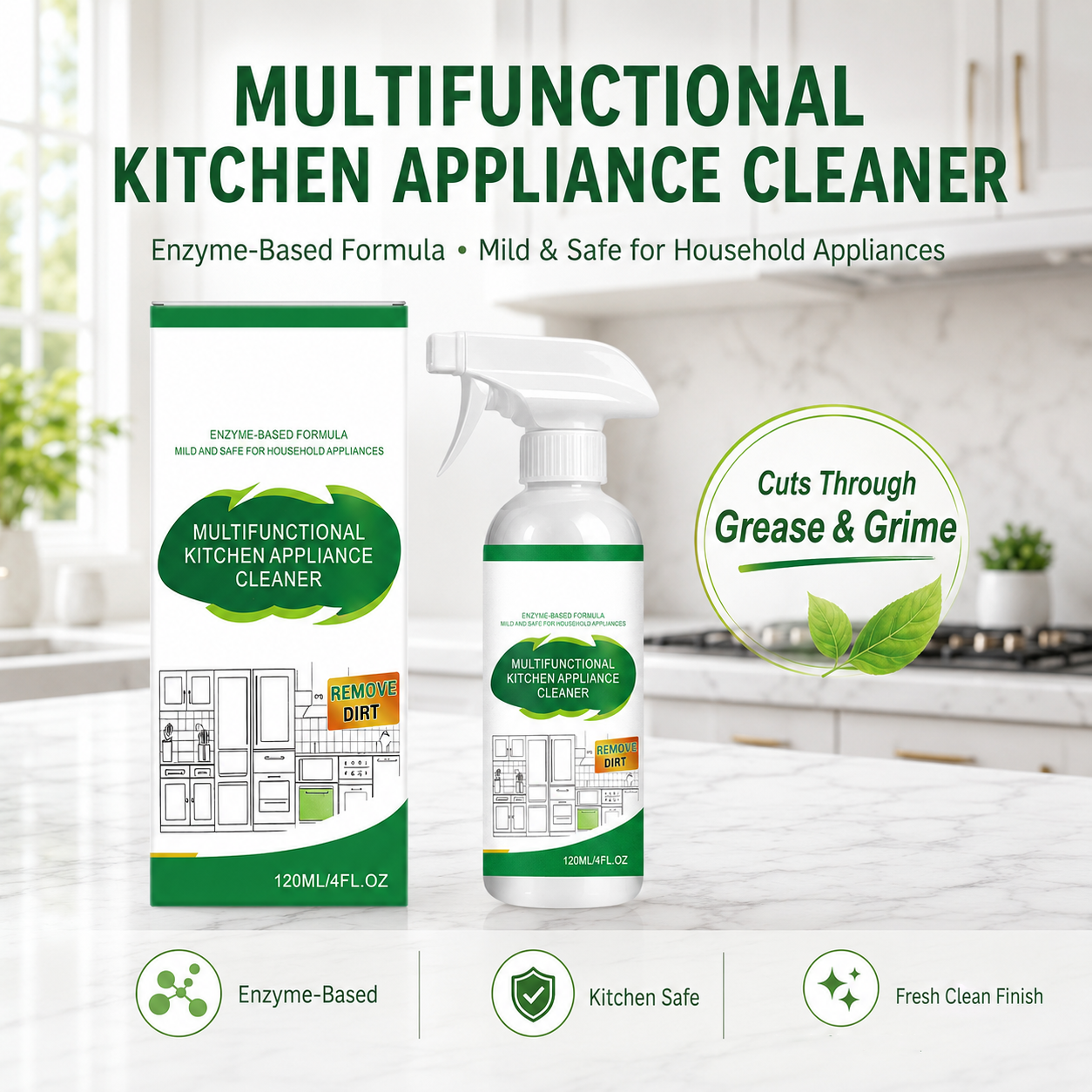3-in-1 Heavy Duty Kitchen Degreaser & Sanitizer Spray