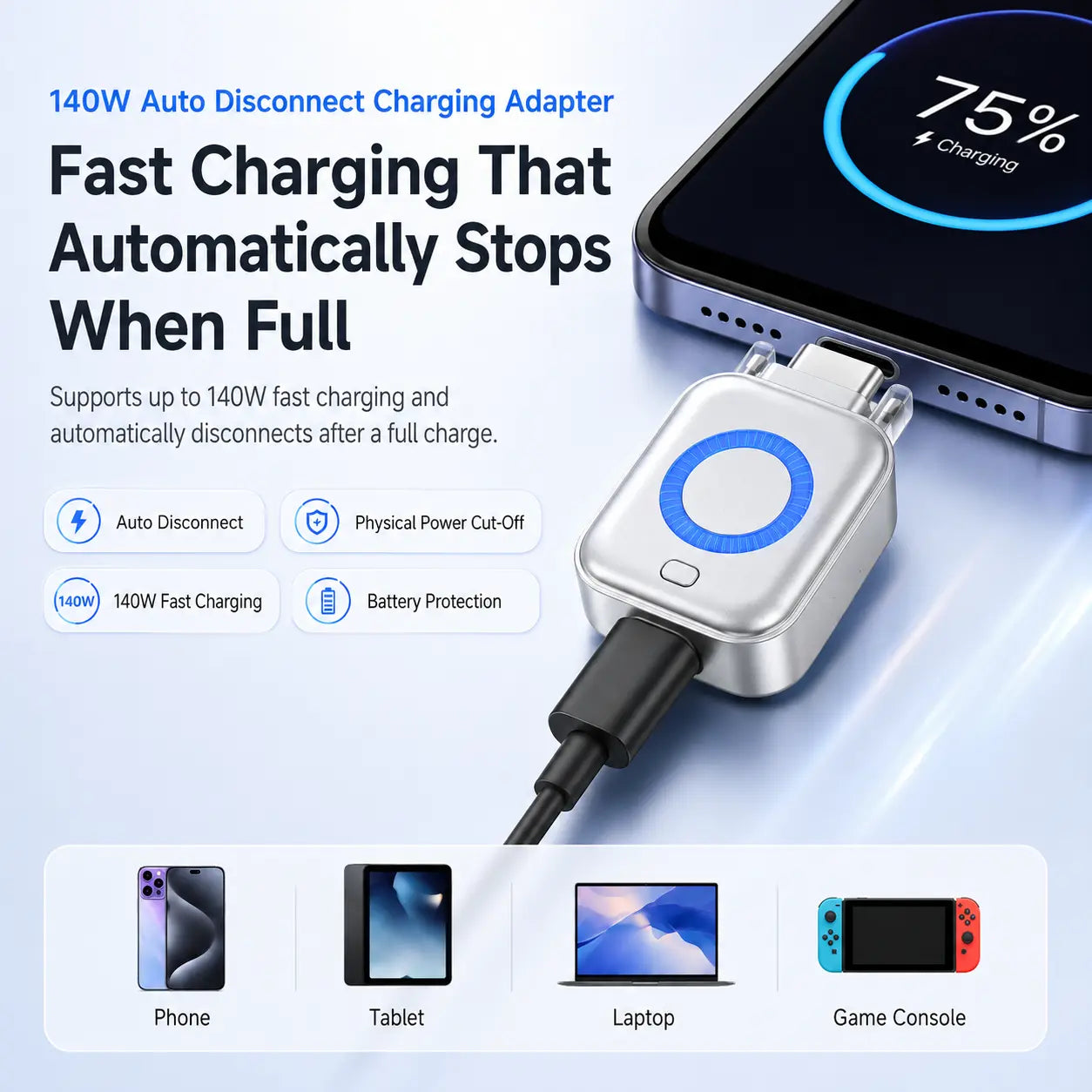 Auto Power-Off Fast Charging Adapter