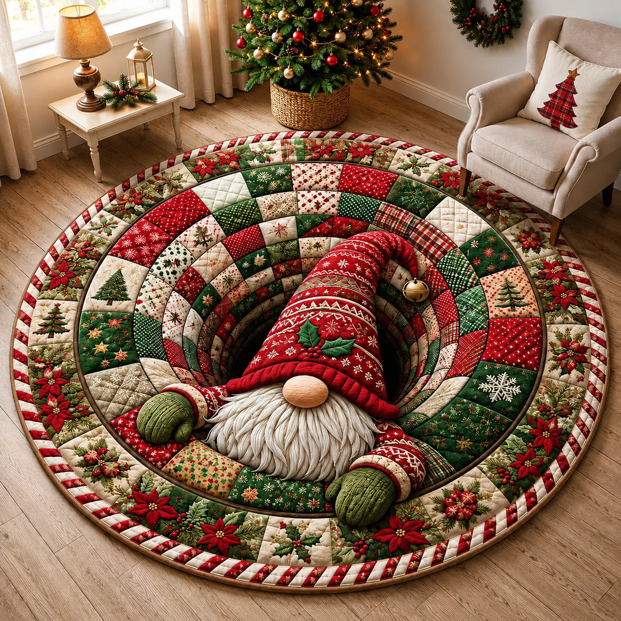 🎄Christmas 3D Optical Illusion Area Rug – Soft Festive Holiday Floor Decor