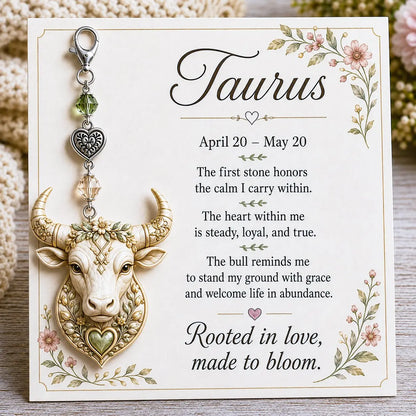 ✨ Personalized Zodiac Birthstone Keychain Keepsake | Meaningful Star Sign Gift for Her