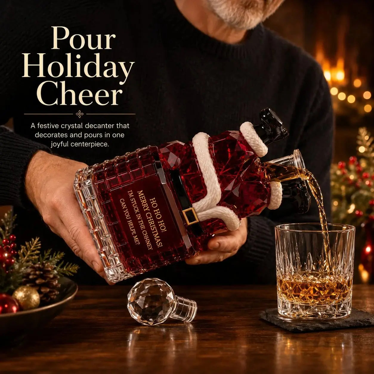 🎅 Santa Stuck in the Chimney Decanter | Festive Christmas Bar Decor