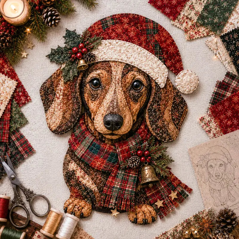 🎄 Christmas Patchwork Fabric DIY Kit – Handmade Holiday Decor