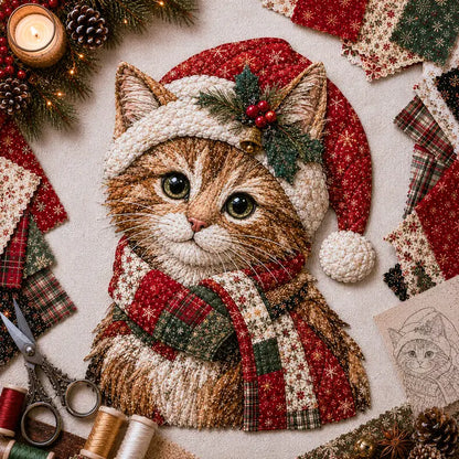 🎄 Christmas Patchwork Fabric DIY Kit – Handmade Holiday Decor