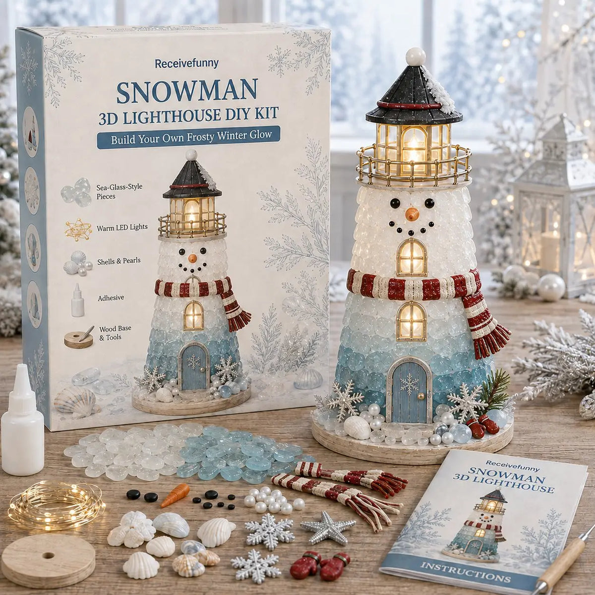🎄 DIY Lighted Christmas Lighthouse Kit Collection | Sea Glass-Style Holiday Craft Gift