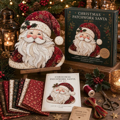 🎄 Christmas Patchwork Fabric DIY Kit – Handmade Holiday Decor