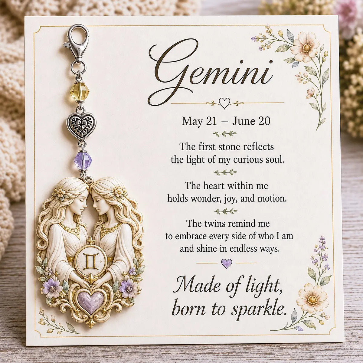 ✨ Personalized Zodiac Birthstone Keychain Keepsake | Meaningful Star Sign Gift for Her