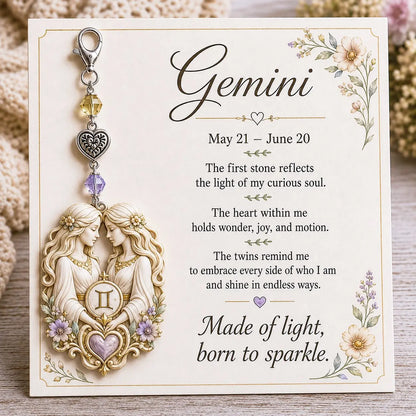 ✨ Personalized Zodiac Birthstone Keychain Keepsake | Meaningful Star Sign Gift for Her