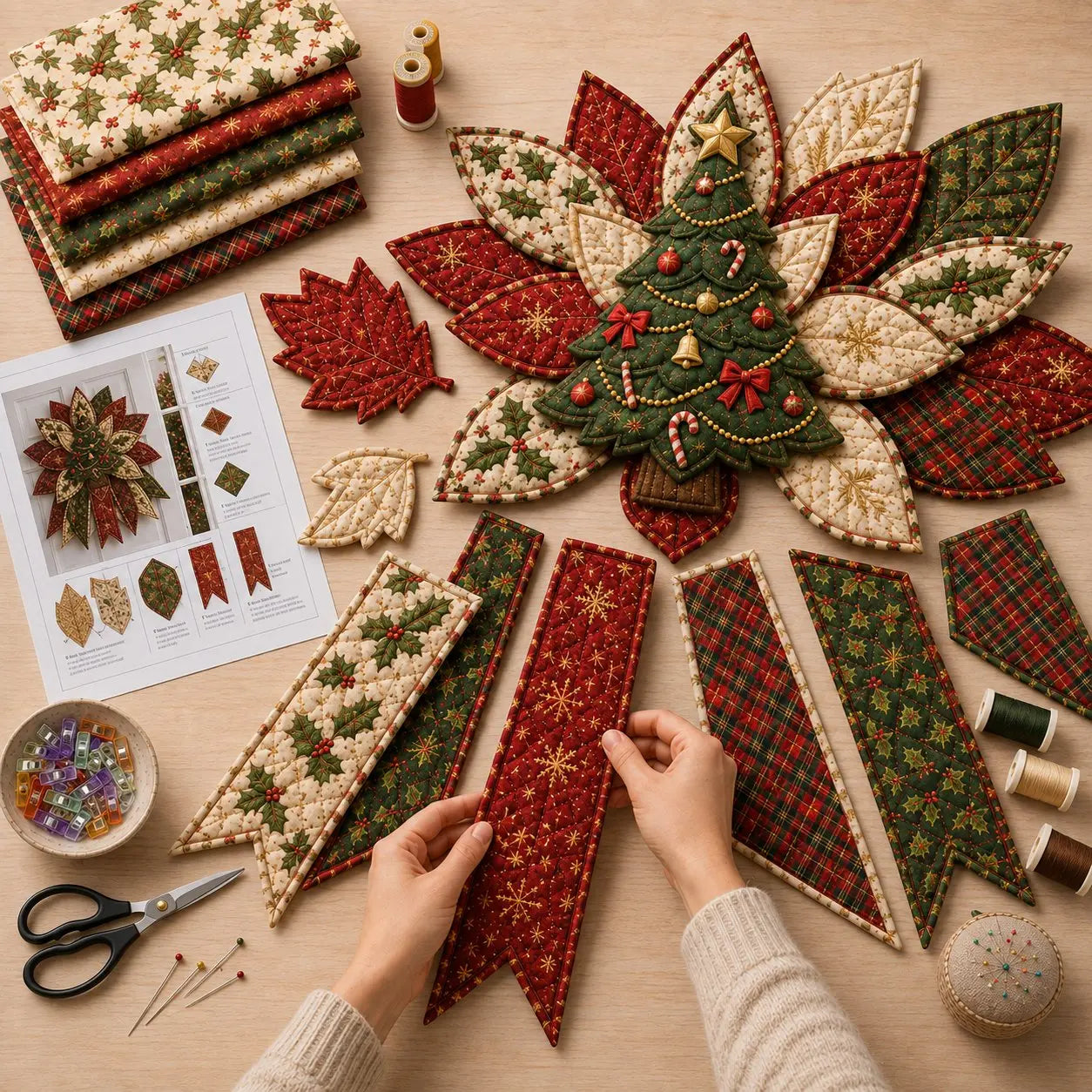 🎄 Quilted Christmas Door Hanging DIY Sewing Kit | Handmade Holiday Home Decor