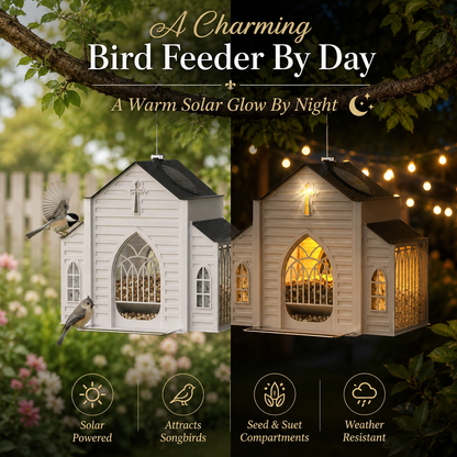 Church-Shaped Solar Bird Feeder