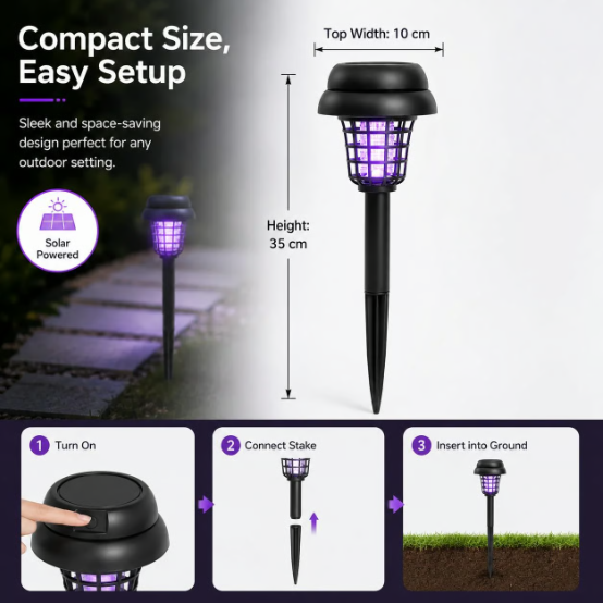 Solar Mosquito Zapper Stake Light – UV Bug Zapper & Garden Pathway Lamp
