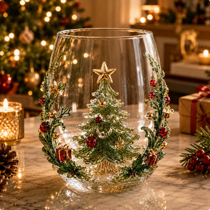 🎄 Christmas Magic 3D Glass Cup Collection – 6 Festive Holiday Designs