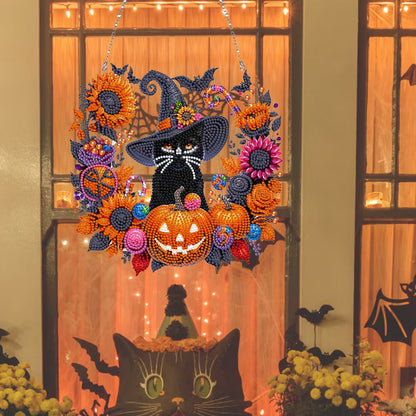 🎃🎃Black Cat Moon Diamond Art Hanging Ornament Kit – Relaxing DIY Halloween Craft