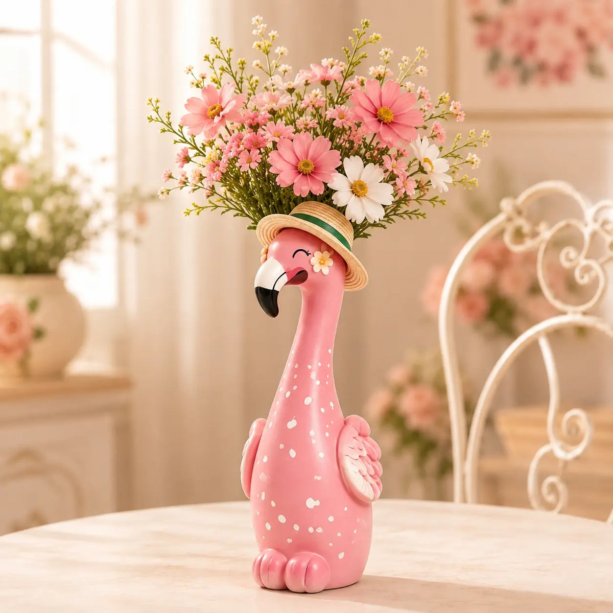 🦩 Cute Flamingo Figurine Vase | 5-Style Tropical Tabletop Decor
