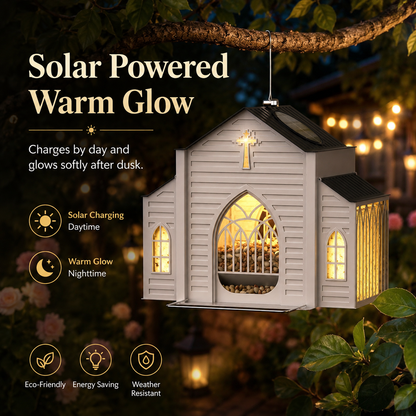 Church-Shaped Solar Bird Feeder