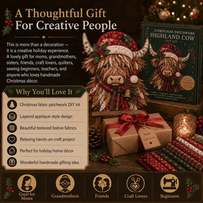 🎄 Christmas Patchwork Fabric DIY Kit – Handmade Holiday Decor