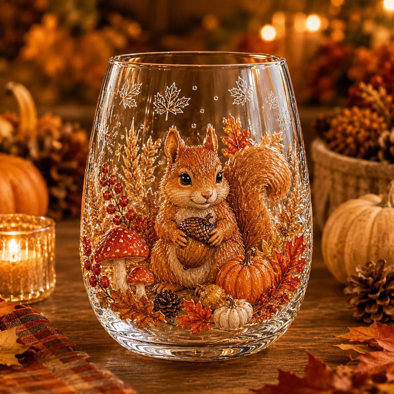 🍂 Autumn Harvest 3D Glass Cup Collection – Fall & Thanksgiving Drinkware