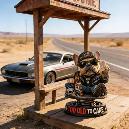 "Too Old To Care😎" Hardcore Frenchie Dashboard Bobblehead