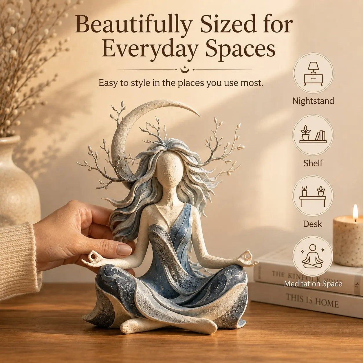 🌙 Inner Harmony Goddess Sculptural Figurine – Calming Home Decor & Meaningful Gift