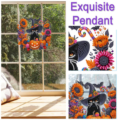 🎃🎃Black Cat Moon Diamond Art Hanging Ornament Kit – Relaxing DIY Halloween Craft