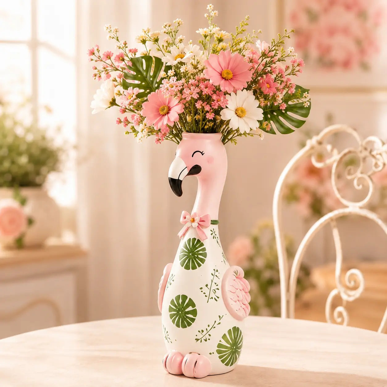 🦩 Cute Flamingo Figurine Vase | 5-Style Tropical Tabletop Decor