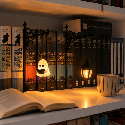 Reading Ghost Bookshelf Lantern – Cozy Reading Light for Book Lovers