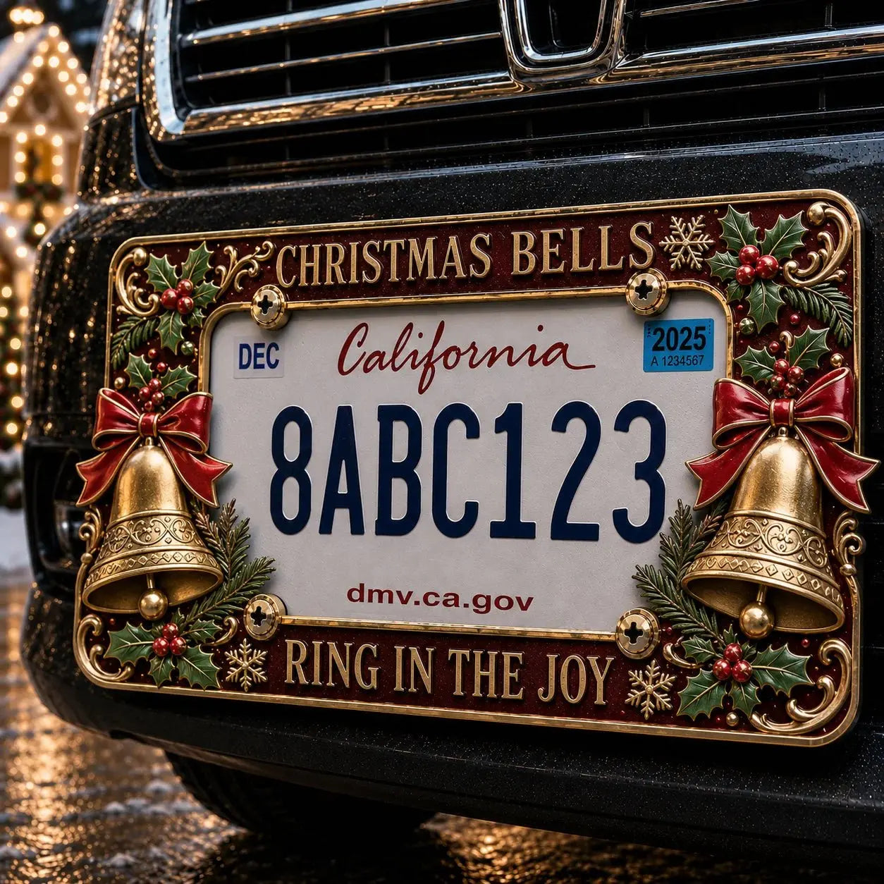 🎄 Christmas License Plate Frame | Festive Holiday Car & Truck Decor