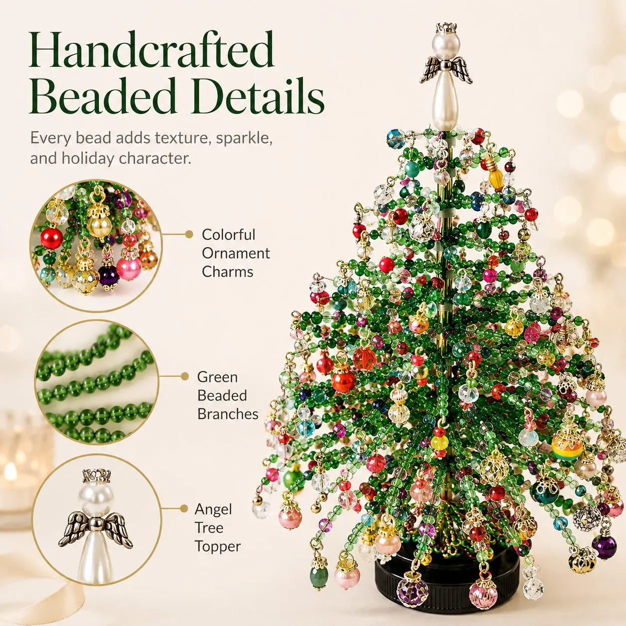 🎄 DIY Beaded Christmas Tree Kit – Sparkling Tabletop Holiday Decor