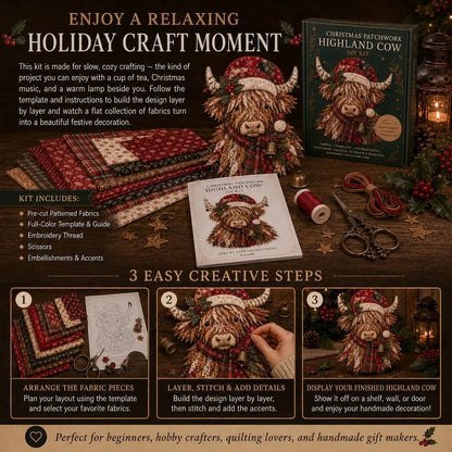 🎄 Christmas Patchwork Fabric DIY Kit – Handmade Holiday Decor