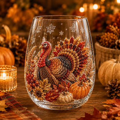 🍂 Autumn Harvest 3D Glass Cup Collection – Fall & Thanksgiving Drinkware